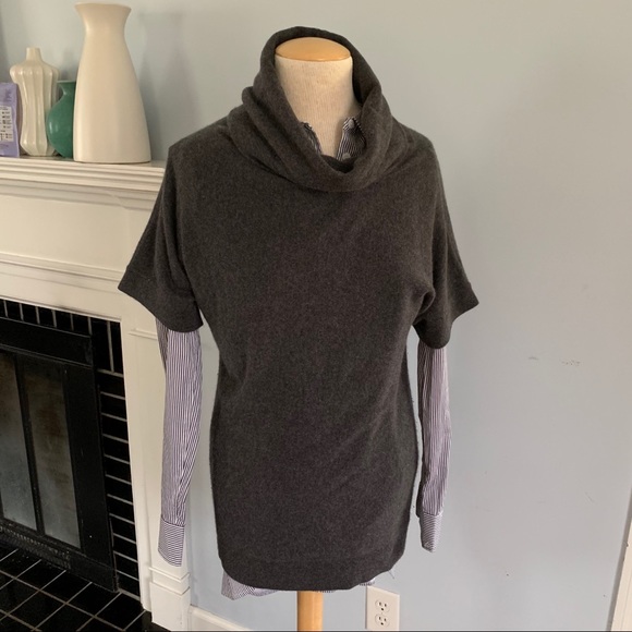 DemyLee Cashmere cowl neck sweater gray RARE! Pullover style short sleeve /vest - Picture 2 of 8